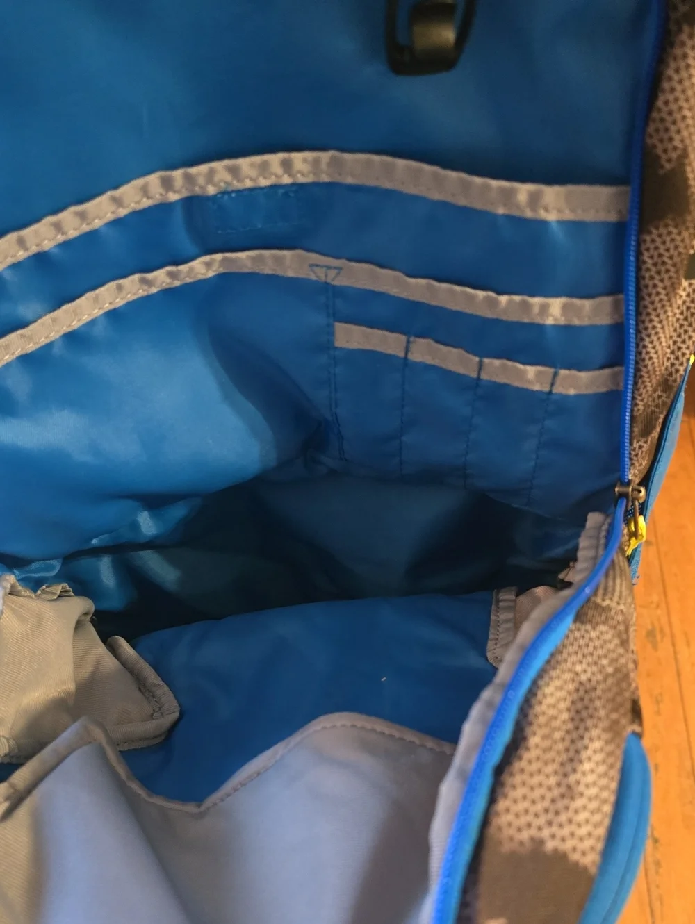 Under Armour Blue and Black Camo  Backpack with Neon Accents